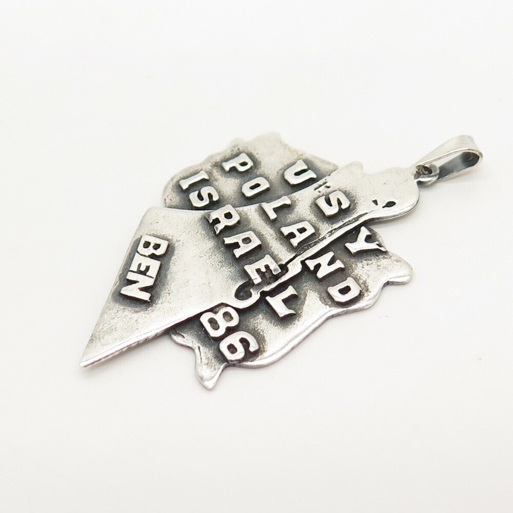 925 Sterling Silver Vintage "USY Poland Israel" Pendant - Picture 5 of 6